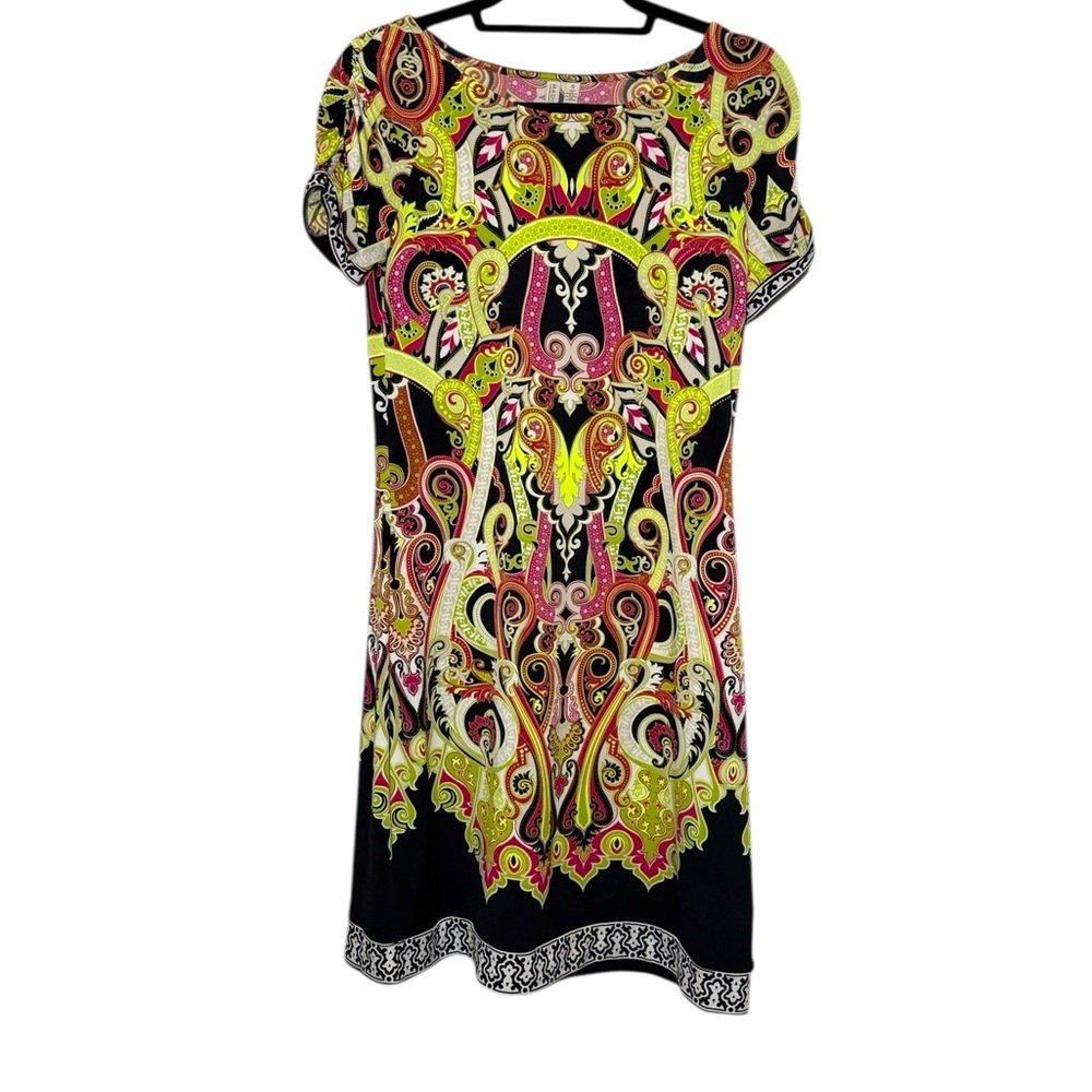Madison‎ Dress Size Small Multicolor Paisley Scroll Print Short Sleeve